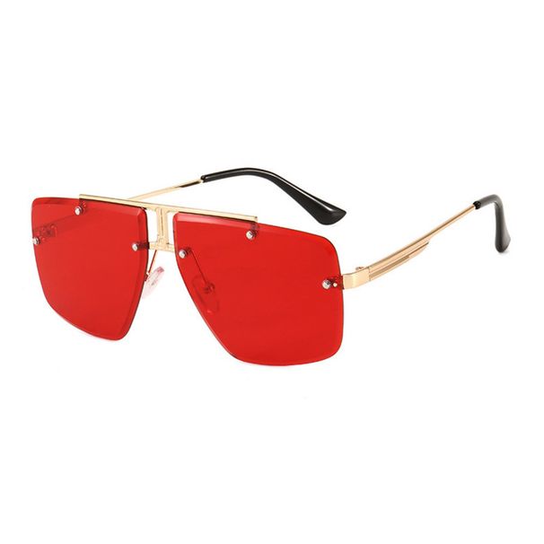 frameless men, Korean version, large frame polygonal sunglasses for women, trendy round face, slimming appearance_viptrois.com