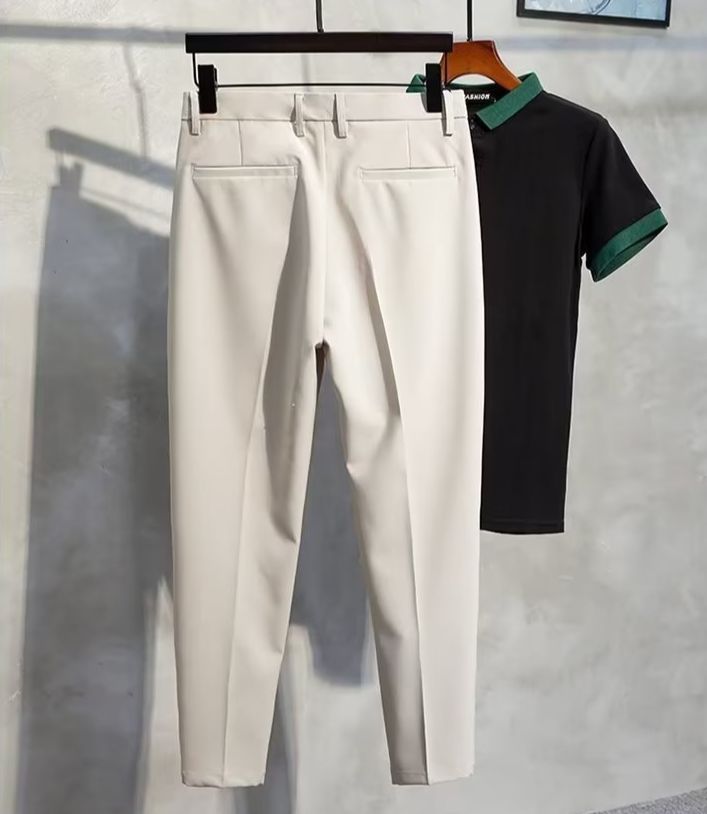 Men's Clothing Casual Pants Spring And Autumn Summer Thin Elastic Suit Pants Nine Point Trousers_viptrois.com