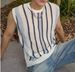 Summer New Knitted Vest Men's Hollow European And American Striped Ice Silk Breathable Vest T Shirt Trendy Foreign Trade Cross Border Wholesale_viptrois.com