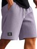 Men's Casual Sports Shorts Summer Waffle Cotton Polyester Middle-Aged And Young Style Black Blue Mid-Waist Drawstring Pants_viptrois.com