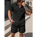 Men's Clothing Summer Short Sleeved Shorts Suit Sports Leisure Vacation Two Piece Suit_viptrois.com