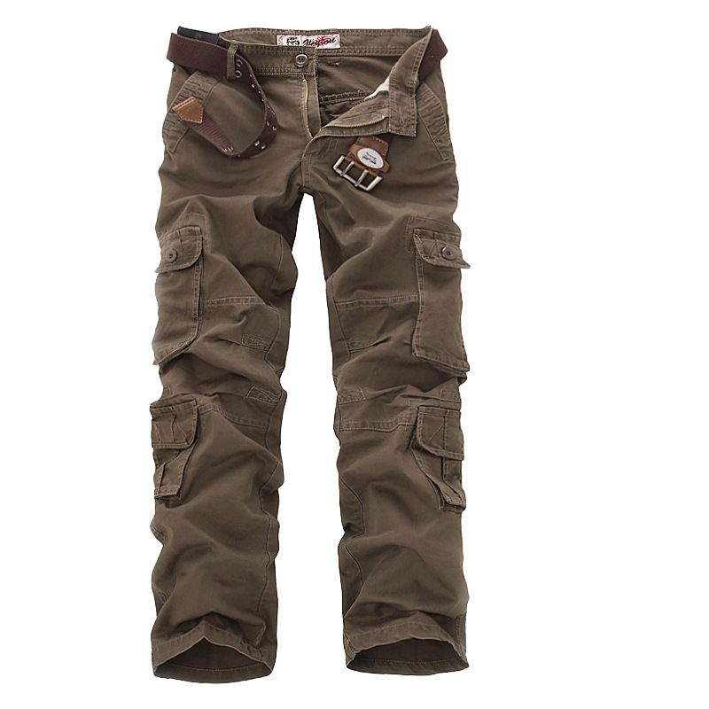 Men's Clothing Thick Overalls New Loose Trousers Washed Casual Large Size Overalls Multi Pocket Casual Multi Color_viptrois.com