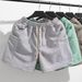 Men's Clothing Short Casual Workout Shorts - Knee-Length Gym Running Jogger Shorts Pockets, Breathable Polyester, Loose Fit (Grey/Black/Green)_viptrois.com