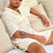 Men's Clothing Solid Color Short Sleeved Lapel Button Top Casual Lace Up Shorts Men's Suit_viptrois.com