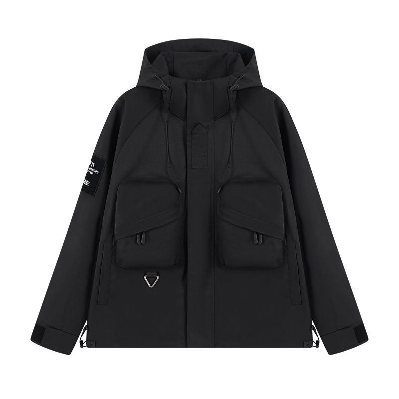 Men's Clothing Unisex Waterproof Windbreaker Jacket - Outdoor Workwear Style Hooded Raincoat For Men & Women (Black, Army Green, Camo)_viptrois.com