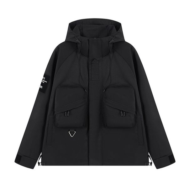 Men's Clothing Unisex Waterproof Windbreaker Jacket - Outdoor Workwear Style Hooded Raincoat For Men & Women (Black, Army Green, Camo)_viptrois.com