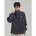 Heavyweight Half-Zip Fleece Hoodie – Unisex Oversized Pullover With Stand Collar (M-3XL, Dark Grey/Light Grey)_viptrois.com