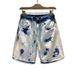 Men's Clothing Fashion Denim Shorts Men's Summer Thin Loose Snowflake Color Camouflage Blue Shorts Tie Washed And Worn Elastic Shorts_viptrois.com