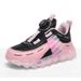 Child's shoes Leather sneakers Big kids rotating button mesh breathable running shoes pink_viptrois.com
