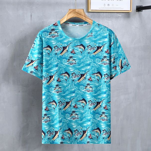 Men's Clothing Plus Size Short Sleeved T Shirt Men's Summer Thin New Fat Man Trendy Printing Loose T Shirt Men's Half Sleeve_viptrois.com