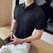 Summer New Ice Silk Thin Men's Short Sleeve Polo Shirt High Elastic And Traceless Waffle Solid Color Lapel T-Shirt_viptrois.com