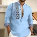 Trendy Men's Summer New Long-sleeved Stand-up Collar Semi-cardigan Casual Thin Shirt_viptrois.com