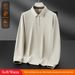 Men's Winter Thermal Polo Shirt With Fleece Lining, Comfortable Long Sleeve T-Shirt For Layering (Grey, Navy, Army Green, Beige, Maroon)_viptrois.com