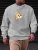 Men's Loose Casual Fashionable Cute Bear Print Round Neck Long Sleeved Sweatshirt Suitable For Autumn And Winter Wear_viptrois.com