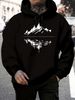 Men's Autumn And Winter Casual Fashionable Loose Hooded Sweatshirt With Mountain Reflection Pattern Printed Warm Long Sleeved Pullover_viptrois.com