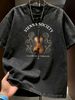 Summer Washed Cotton T-Shirt, Men's Vienna Society Violin Print, Luxury Casual Style, Oversized Tee_viptrois.com