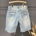 Men's Clothing Light Colored Ripped Denim Shorts For Men Summer Thin Loose Casual Mid-Length Five Point Trendy Versatile Retro Pants_viptrois.com