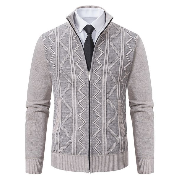 Pure 2025 Foreign Trade Auumn Winer Men's Fashion Trend Sweaer Knied Zipper Sand Collar Casual Thickened Cardigan_viptrois.com