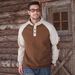 Men's Jacket Raglan Sleeve Casual Stand Collar Loose Corduroy Colorblock Sweatshirt_viptrois.com
