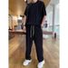 Men's Clothing short sleeved trousers suit men's loose large size cool high end two piece suit for middle aged and young people sports a set of_viptrois.com