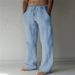 Men's Solid Color Cotton Linen Pants With Drawstring Loose Casual Style_viptrois.com