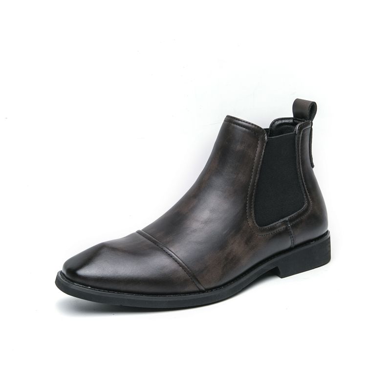 New Fashion Chelsea Boots Men's Pointy Toe Retro Boots British Men's Boots Leather Boots Leather Shoes_viptrois.com