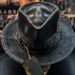Halloween "Sad Reaper" handmade skull hat plush cowboy hat Halloween_viptrois.com