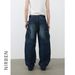 Men's Clothing Machete Pants Washed Stitching Multi Pocket Jeans Men's Trendy Brand Loose Straight Trousers_viptrois.com