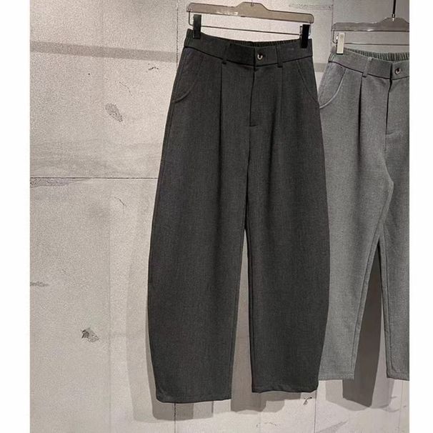 2025 Autumn New High-Quality Elastic Mid-Waist Solid Color Casual Versatile Slimming Simple Pleated Wide-Leg Pants For_viptrois.com