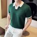 Men's Summer Short-Sleeve Knit Shirt – Slim Fit Striped Polo With Embroidered Collar_viptrois.com