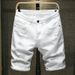 Men's Clothing Denim Shorts Half Pants Pure Black Mid Length Pants Ripped Brand Breeches_viptrois.com