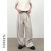 Nirben Men's Classic Wide Leg Straight Pants Solid Color Double Pleats a Line Loose Fit Versatile Casual Trousers_viptrois.com