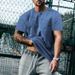 Fashion Men Basic Henley Tee Light Soft Fabric Summer Daily Workout Short Sleeve Shirts_viptrois.com