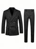 2pcs Men's Business Wedding Suit Set Striped Formal Tuxedo Outfit For Dinner And Ceremonies_viptrois.com