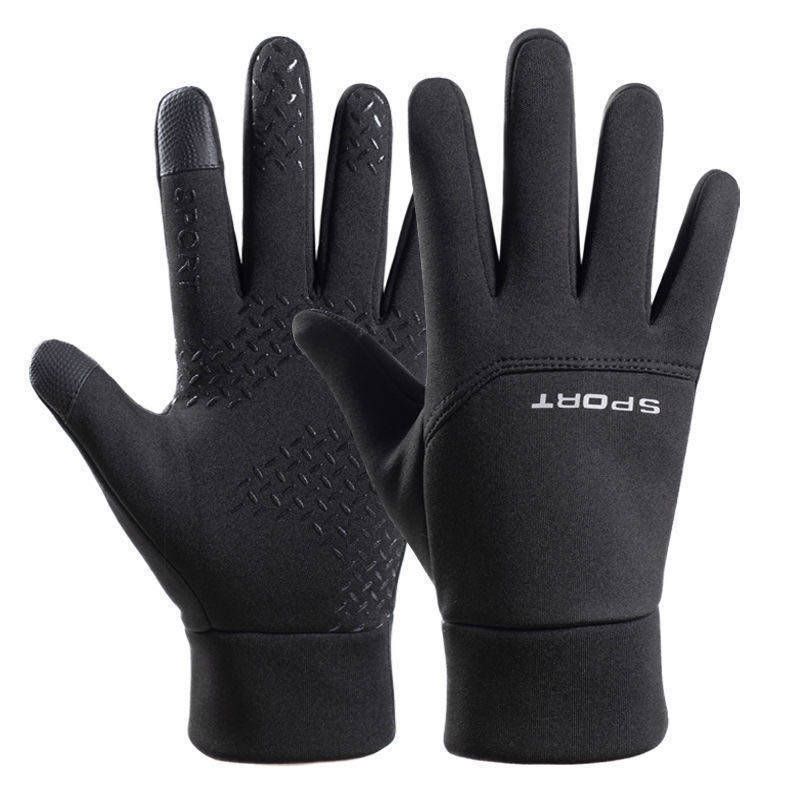 Men's gloves winter warm plus velvet outdoor sports two finger cycling waterproof non slip touch screen driving fishing gloves_viptrois.com