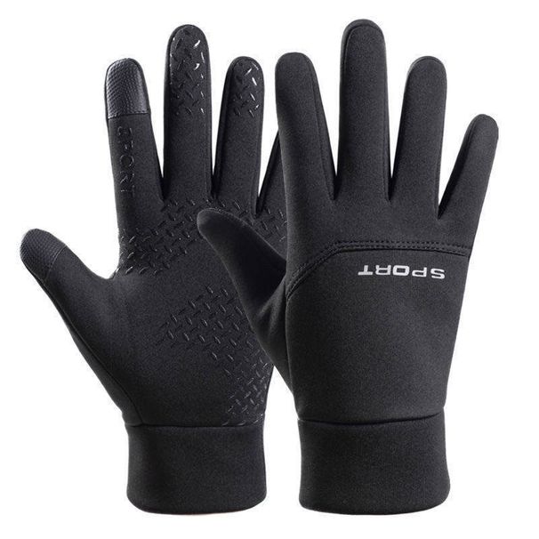 Men's gloves winter warm plus velvet outdoor sports two finger cycling waterproof non slip touch screen driving fishing gloves_viptrois.com