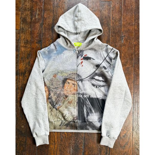 Men's Clothing Retro Poster Pattern Zipper Sweatshirt Unisex Thickened Cardigan Jacket American Trendy Streetwear_viptrois.com