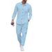 European And American Cross Border Trend Men's Loose Casual Button Down Cardigan Long Sleeved Lapel Linen Shirt Workwear Trousers Suit_viptrois.com