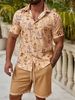 Men's Clothing Leisure Vacation Style Fashion Trend All Match Printed Shirt Suit_viptrois.com