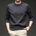 Men’s Jacquard Knit Sweater – Light Luxury Round Neck Pullover For Autumn & Winter (Black/Off-White/Yellow-Brown/Iron Gray, M-XXXL)_viptrois.com