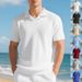 Men's Summer Shirt American Style Loose Casual Burke Collar Short Sleeve Breathable Cotton Blend In White Black Blue_viptrois.com