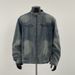 American Fashion Washed Workwear Men's Summer New Style Texture Loose Stand Collar Denim Jacket Top_viptrois.com