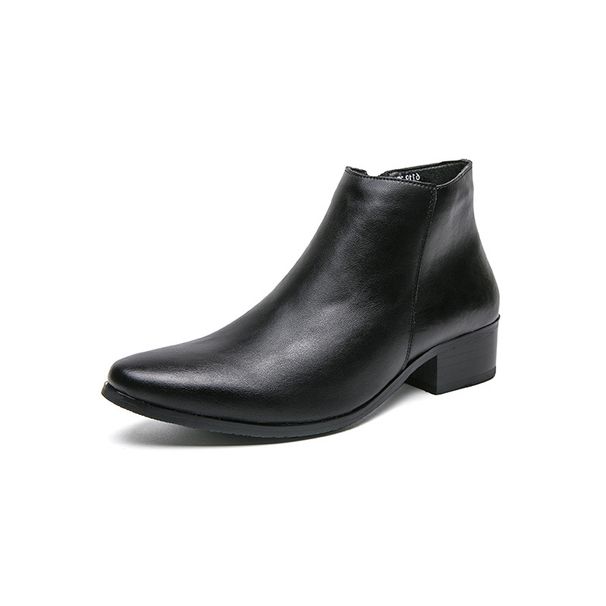 Men's Fashion Pointed Toe Chelsea Boots Vintage Distressed Leather Ankle Boots For Casual Wear, Slip-On Design With Rubber Sole, Mid Heel (3-5cm)_viptrois.com