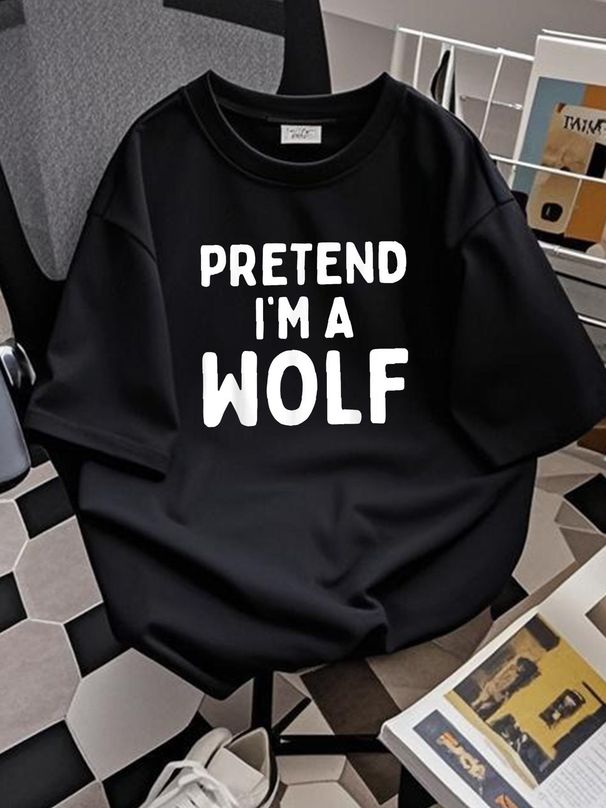 Pretend I'm A Wolf Funny Lazy Easy Halloween Costume Animal T-Shirt Soft Women Top Graphic Tees Designer Clothes Fashion Stylish Women Versatile Graphic Summer T-Shirt For Women Casual Stretched Female Casual Unisex Breathable Slightly_viptrois.com
