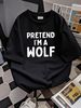 Pretend I'm A Wolf Funny Lazy Easy Halloween Costume Animal T-Shirt Soft Women Top Graphic Tees Designer Clothes Fashion Stylish Women Versatile Graphic Summer T-Shirt For Women Casual Stretched Female Casual Unisex Breathable Slightly_viptrois.com