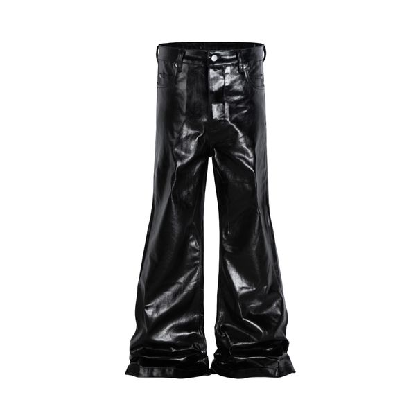 Moclose High Waist Flared Pants For Men & Women - Slim Fit Stretchy Cotton Wide Leg Bootcut Trousers With Glossy Coating_viptrois.com