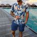 Men's 2-Piece Beach Outfit - Short Sleeve Zipper Shirt & Leaf Print Shorts Set | Breathable Summer Leisure Wear_viptrois.com