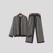 Men's Clothing Men's Loose Long Sleeved Cardigan Wide Leg Casual Pants Lazy Style Positioning Striped Suit_viptrois.com
