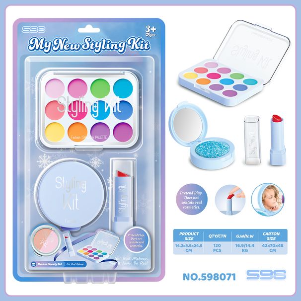 Mother & Kids Non-Toxic Pretend Makeup Toy Set Safe & Fun Role Play Cosmetics Kit With Colorless Blush & Mirror (Pink/Black/Blue/Purple, 17-Piece)_viptrois.com