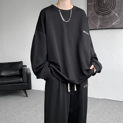 Men's Clothing Round Neck Long Sleeved Sweatshirt Men's Suit Sports Spring And Autumn New Style Trendy All Match Clothes Men's Two Piece Suit_viptrois.com